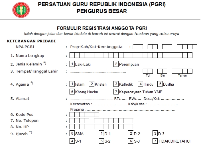 Pendaftaran PGRI Kutai Barat - Persatuan Guru Republik Indonesia Cabang Kutai Barat